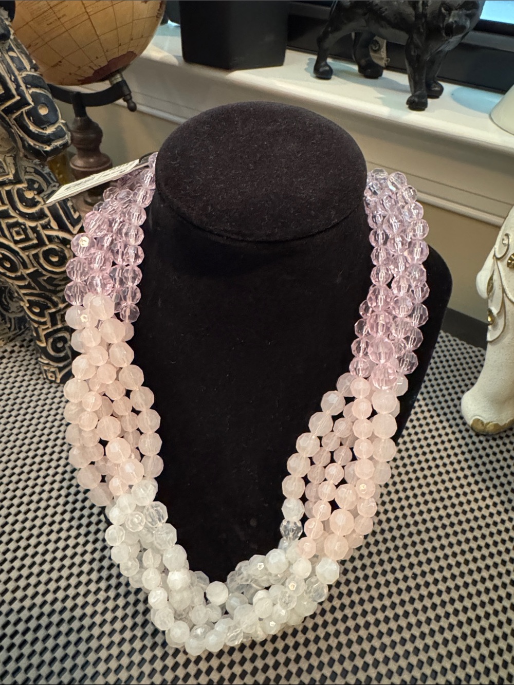 Multi-Strand Pink and White Beaded Necklace - Women Jewelry